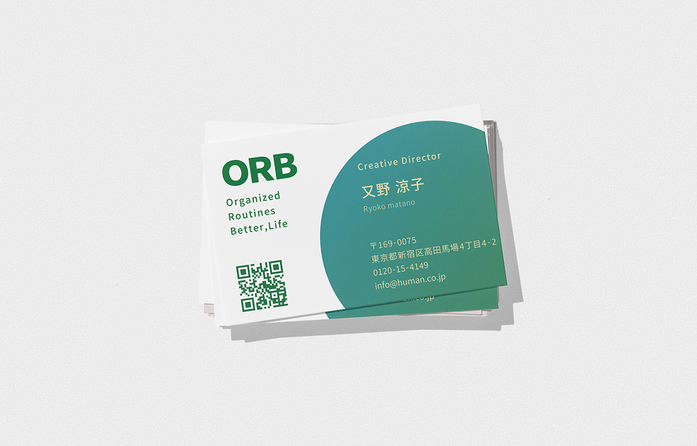 架空のライフスタイルテック系企業「ORB」名刺デザイン画像